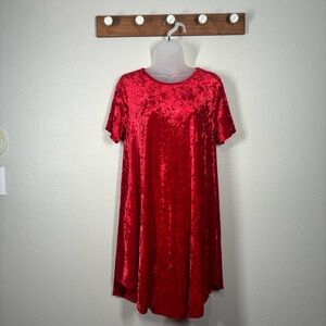 L&B Red Velour Swing Dress Size Small